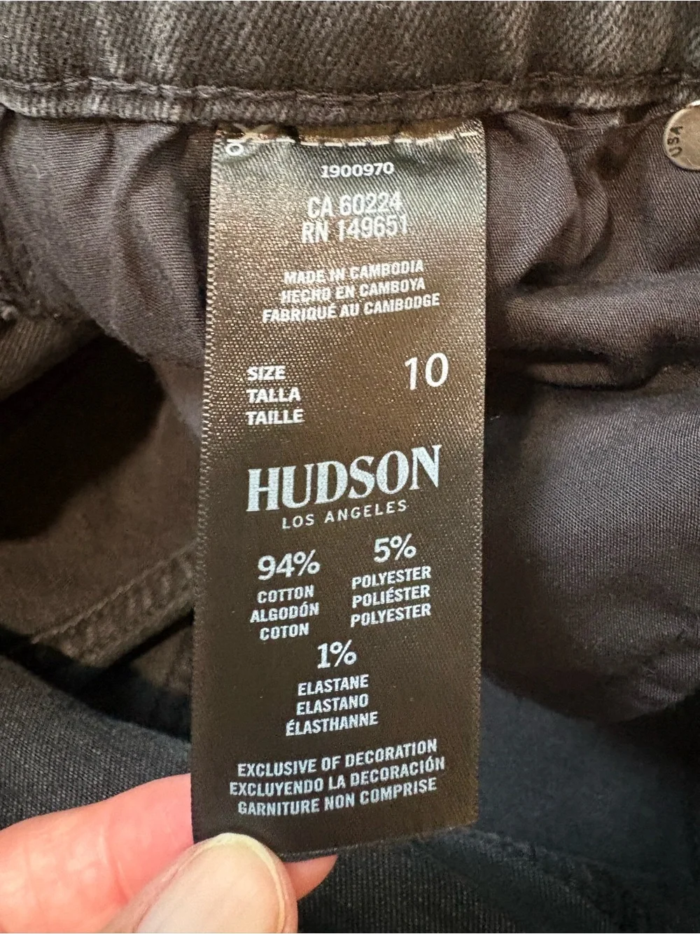 Hudson Los Angeles Mid Rise Straight Leg Black Jeans.  Size 10